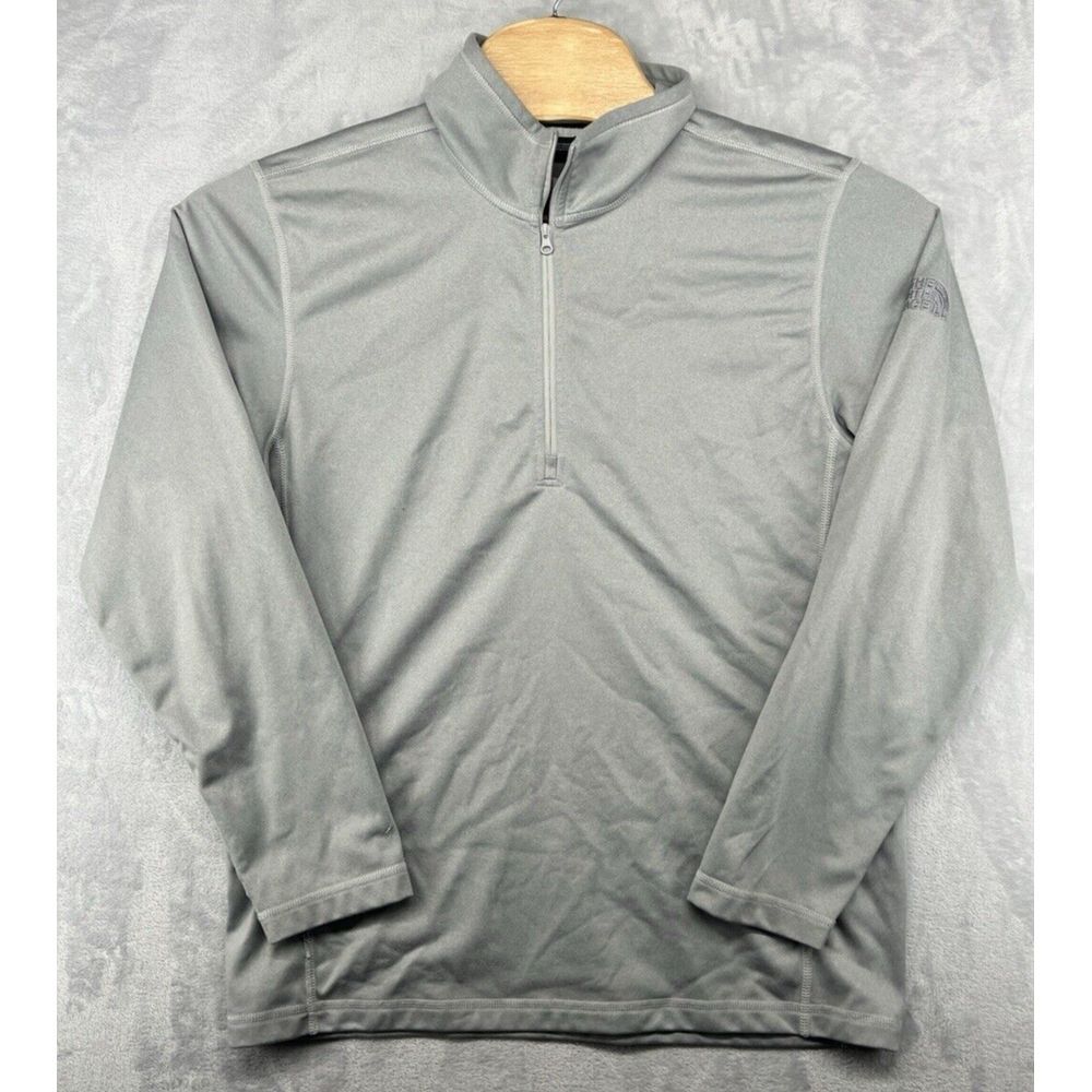 The North Face TNF Ally Bank 1/4 Zip Softshell Jacket Gray Men's L READ